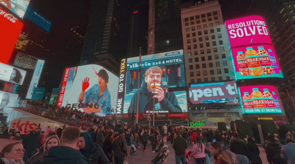 Dough & Co viral campaign displayed in Times Square, New York